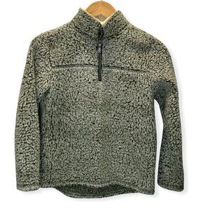 Sherpa 1/4 Zip Pullover Sweatshirt Girl Large 10/12 Wonder Nation Moss Green